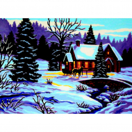 69869_Канва жесткая с рисунком "Время года зима"