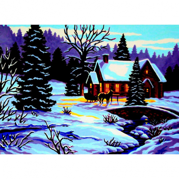 69869_Канва жесткая с рисунком "Время года зима"