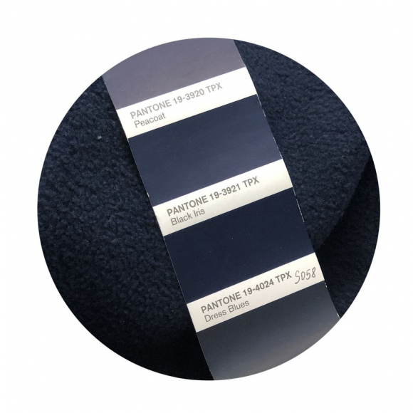 Ткань флис 2-х сторонний TBY-0059-058 190 г/м? 100% ПЭ шир.150см  цв.S058 тем.синий рул.70-110м (1кг - 3,5м)