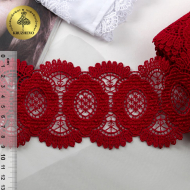 Кружево гипюр KRUZHEVO арт.TR.16GB2007 шир.90мм цв.7 бордо уп.9м