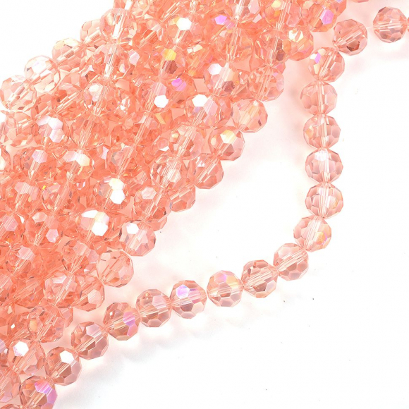 Бусины граненые Рондель (стекло) на нитях арт.TBY-R-2 10мм  цв.22 AB розовый уп.30х72 бусины