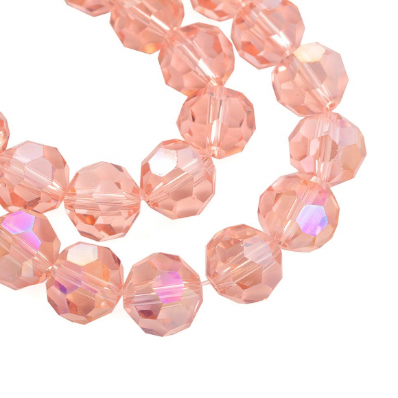 Бусины граненые Рондель (стекло) на нитях арт.TBY-R-2 10мм  цв.22 AB розовый уп.30х72 бусины