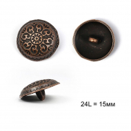 Пуговицы металлические С-ME351 цв.медь 24L-15мм, на ножке, 24шт