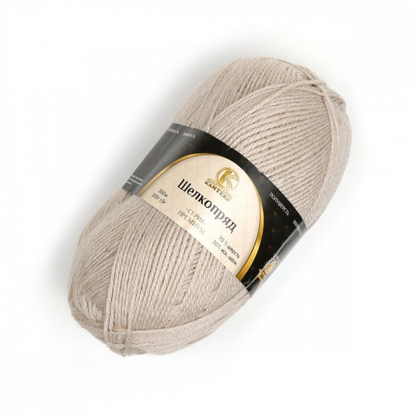 Пряжа для вязания КАМТ Шелкопряд (70% п/т шерсть, 30% искусственный шелк) 5х100г/300 цв.007 лен