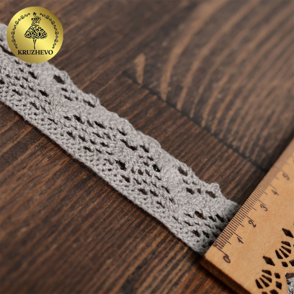 Тесьма вязаная KRUZHEVO 30мм TBY-5234 цв.25 св.серый уп.10м