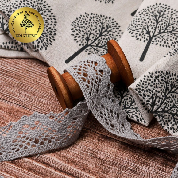 Тесьма вязаная KRUZHEVO 30мм TBY-5234 цв.25 св.серый уп.10м