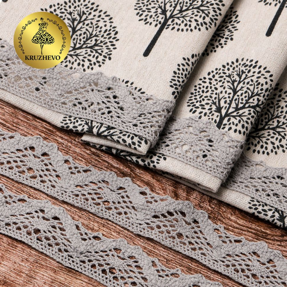 Тесьма вязаная KRUZHEVO 30мм TBY-5234 цв.25 св.серый уп.10м