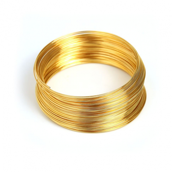 Проволока с Памятью "Мемори" стальная для браслетов ?0,6мм арт.ТВ HET-17 цв.золото 100 витков