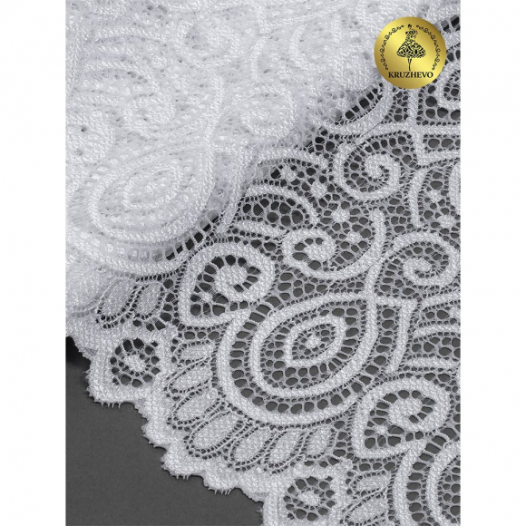 Кружево-стрейч KRUZHEVO арт.TBY.L1351 шир.180мм цв.001 белый уп.3 м