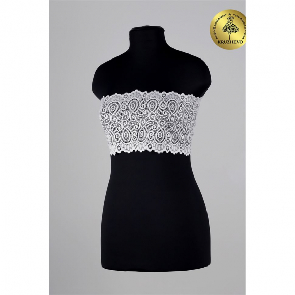 Кружево-стрейч KRUZHEVO арт.TBY.L1351 шир.180мм цв.001 белый уп.3 м