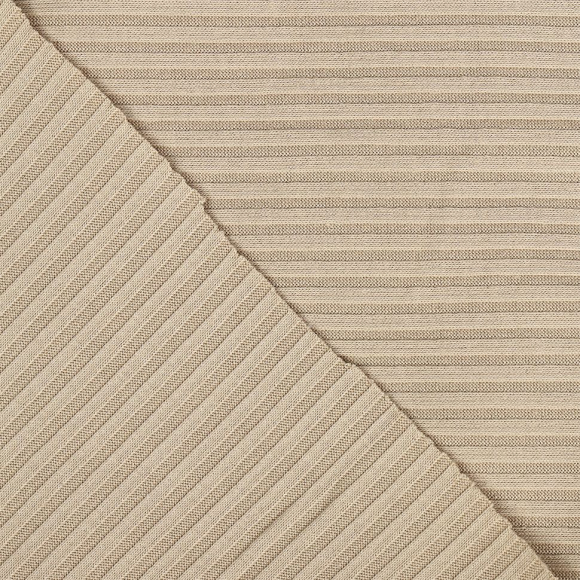 Ткань трикотаж лапша 320 г/м? 62% пэ, 30% вискоза, 8% спандекс шир.160 см арт.С.1855.01 цв.бежевый рул.30м