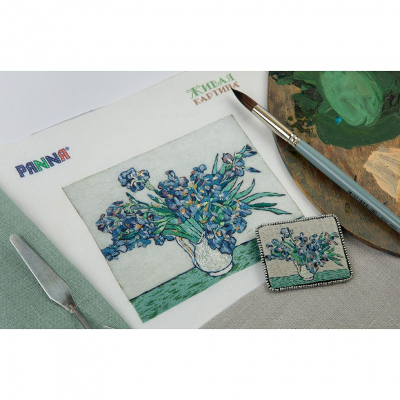 Набор для вышивания PANNA Живая картина арт. MET-JK-2262 Брошь. Ирисы 6х5 см