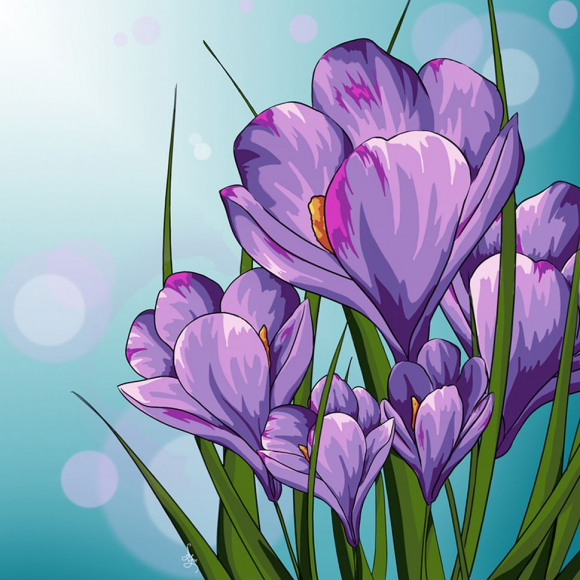 Картина стразами "Крокусы"