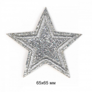 Термоаппликации вышитые арт.TBY.S57 Звезды из глиттера цв.серебро 10 шт 65х65 мм