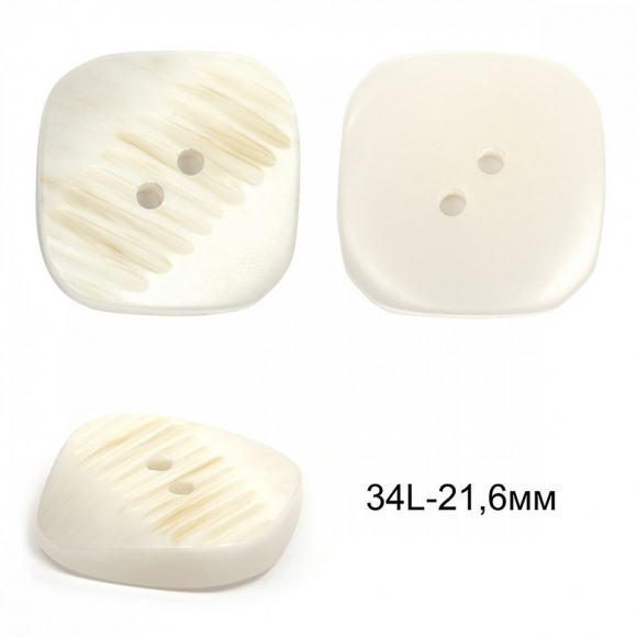 Пуговицы пластиковые TBY 2112 цв.1 белый 34L-21,6мм, 2 прокола,36шт