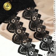 Кружево гипюр KRUZHEVO арт.TR.0736 шир.80мм цв.03 черный уп.9м