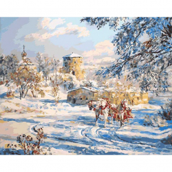 Картины по номерам Белоснежка арт.БЛ.109-AB Русская тройка. Река Пскова 40х50 см