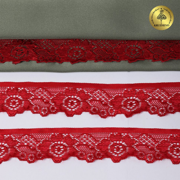 Кружево-стрейч KRUZHEVO арт.TBY.L839 шир.30мм цв.101 темно-красный уп.50м