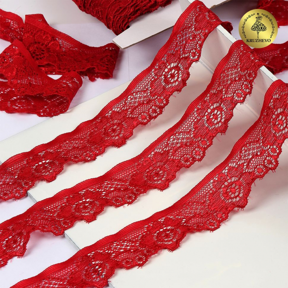 Кружево-стрейч KRUZHEVO арт.TBY.L839 шир.30мм цв.101 темно-красный уп.50м