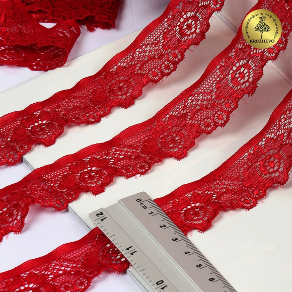 Кружево-стрейч KRUZHEVO арт.TBY.L839 шир.30мм цв.101 темно-красный уп.50м