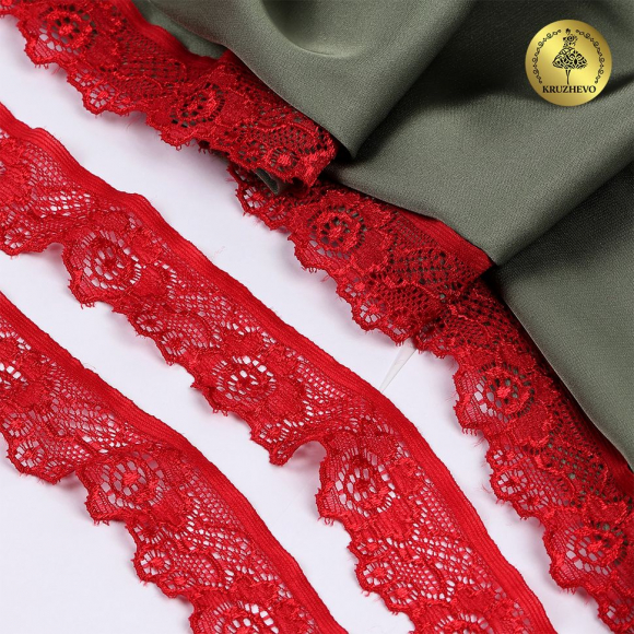 Кружево-стрейч KRUZHEVO арт.TBY.L839 шир.30мм цв.101 темно-красный уп.50м