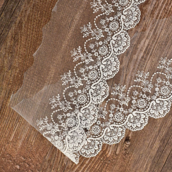 173846_Вышивка на тюле, 85 мм, цвет экрю 173846_Вышивка на тюле, 85 мм, цвет экрю