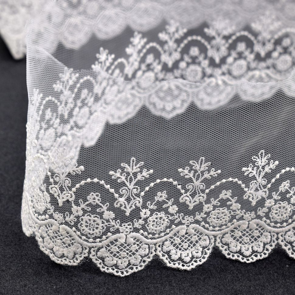 173846_Вышивка на тюле, 85 мм, цвет экрю 173846_Вышивка на тюле, 85 мм, цвет экрю