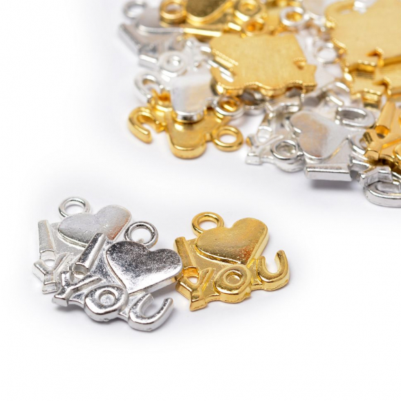 Подвеска I love you MAGIC 4 HOBBY арт.MH.0211112-4 цв.ассорти 16x15мм уп.30шт