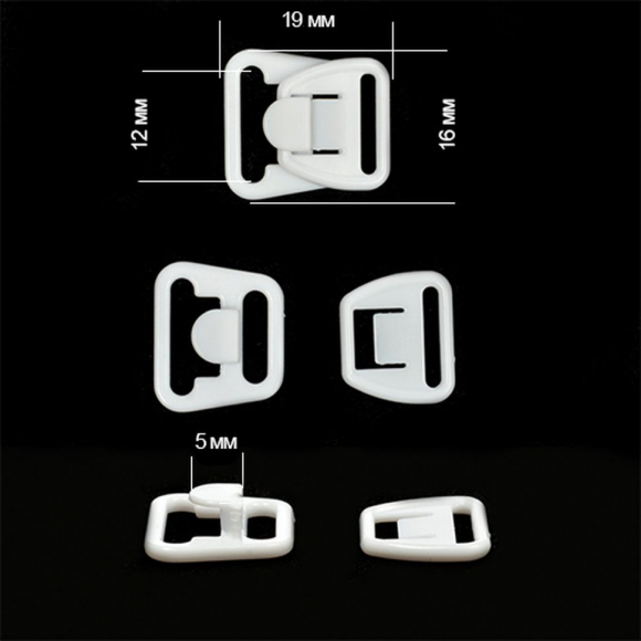 Крючок-застежка для бюстгальтера для кормящих мам пластик TBY-75298 12мм цв.белый уп.100 шт