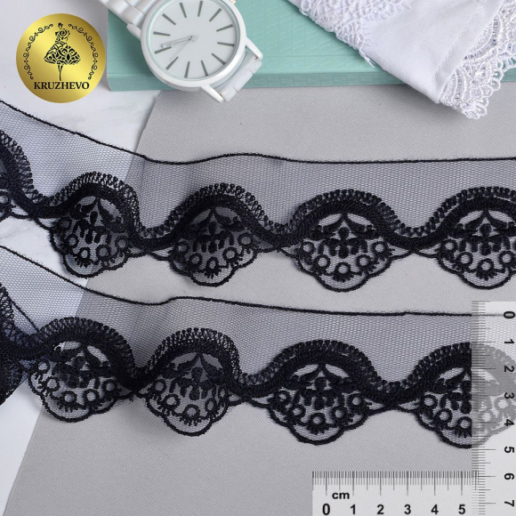 Кружево на сетке IDEAL LUX матовая нить арт.TBY.ZX-2 шир.50мм цв.5 синий уп.18.28м