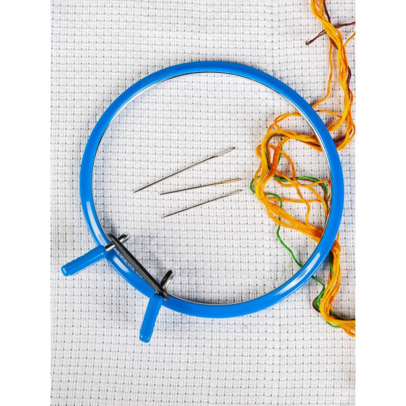 Пяльцы NURGE пружинные для вышивания и штопки, цв. синий арт.NUR.160-2 ?126мм толщина 5