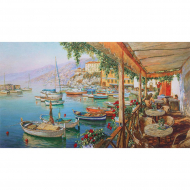 Набор для вышивания PANNA Живая картина арт. JK-2091 Завтрак в кафе у причала 31х17,5 см