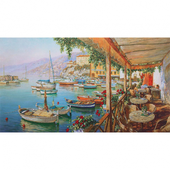 Набор для вышивания PANNA Живая картина арт. JK-2091 Завтрак в кафе у причала 31х17,5 см