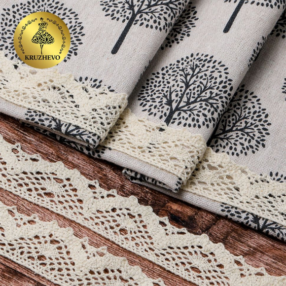 Тесьма вязаная KRUZHEVO 30мм TBY-5234 цв.35 кремовый уп.10м