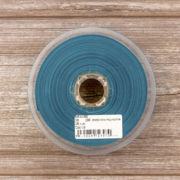 19844_Косая бейка атласная 30 мм, 25 м, цвет 55, малахит