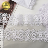 Кружево гипюр KRUZHEVO арт.TR.8G8218 шир.55мм цв.3 белый уп.9м