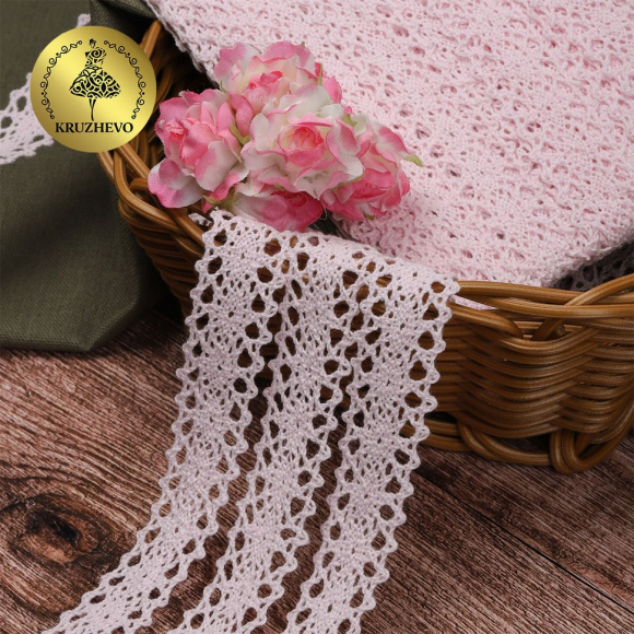 Тесьма вязаная KRUZHEVO 20мм TBY-6307-1 цв.20 бледно-розовый уп.10м