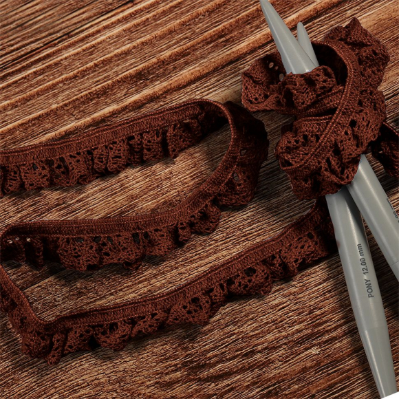 Тесьма вязаная KRUZHEVO на резинке 17мм TBY-5236 цв.коричневый уп.10м