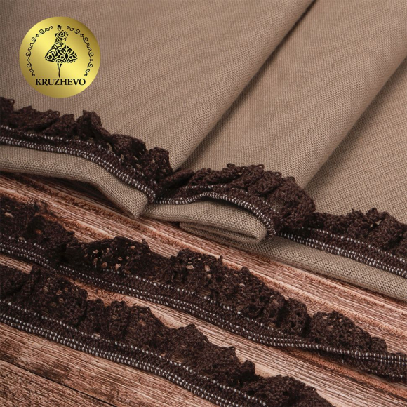 Тесьма вязаная KRUZHEVO на резинке 17мм TBY-5236 цв.коричневый уп.10м