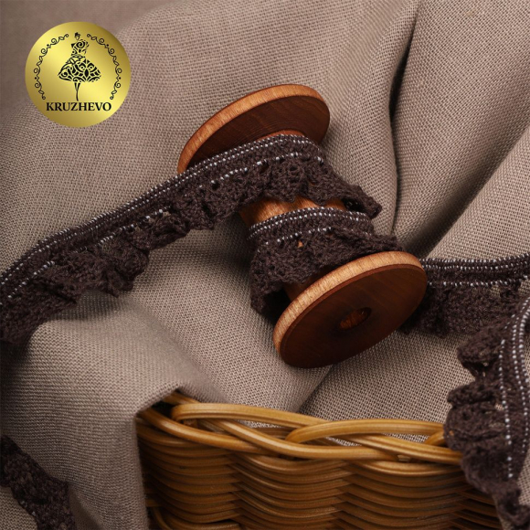 Тесьма вязаная KRUZHEVO на резинке 17мм TBY-5236 цв.коричневый уп.10м