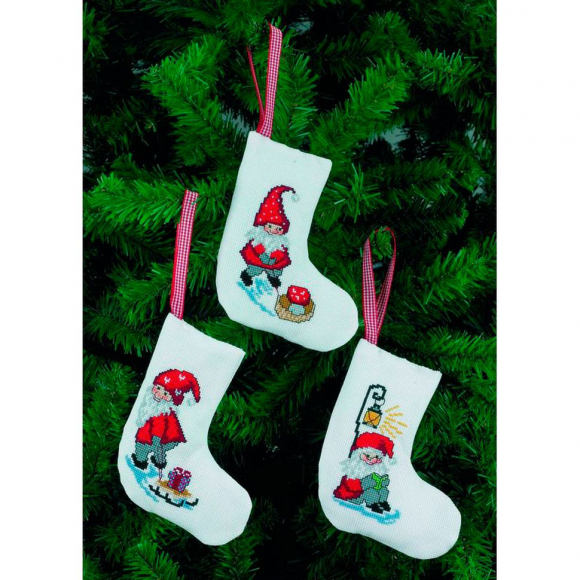 Набор для вышивания PERMIN арт.21-4235 Украшения на елку Эльфы 12х14 см Набор для вышивания PERMIN арт.21-4235 Украшения на елку Эльфы 12х14 см