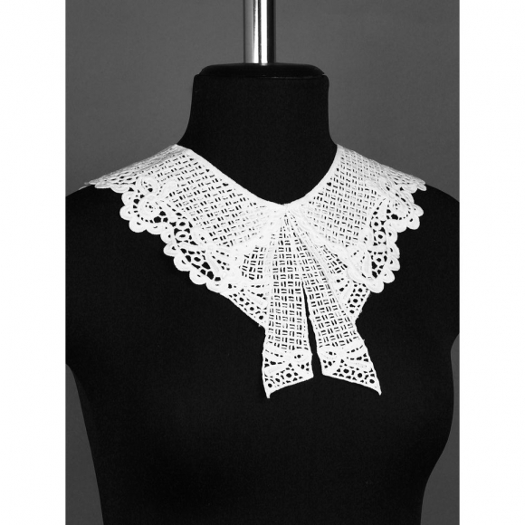 Воротник кружевной матовая нить KRUZHEVO арт.TBY.13/187 37смх34см, цв.белый уп.5 компл