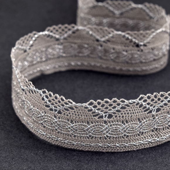 Кружево, 34 мм, цвет серый