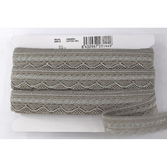 Кружево, 34 мм, цвет серый