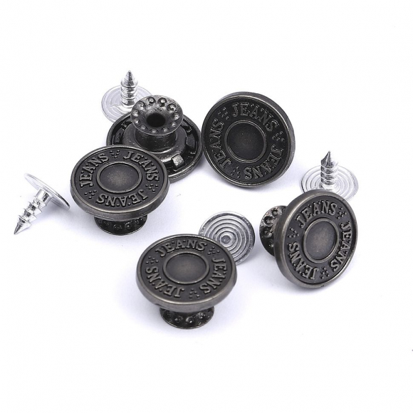 Пуговицы джинсовые сталь 15мм TBY-1354 цв.античное серебро уп.100шт