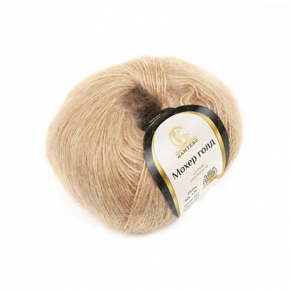 Пряжа для вязания КАМТ Мохер Голд (60% мохер, 20% хлопок, 20% акрил) 10х50г/250м цв.005 бежевый