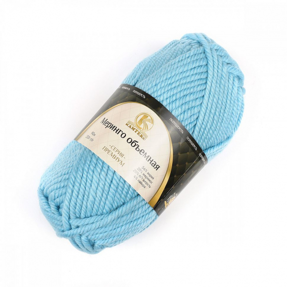 Пряжа для вязания КАМТ Меринго объемная (20% меринос, 20% шерсть, 56% акрил, 4% лайкра) 4х150г/90м цв.015 голубой