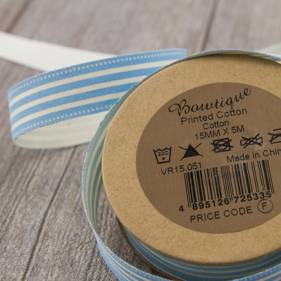 Лента хлопковая на картонной мини-катушке "Полоски"
