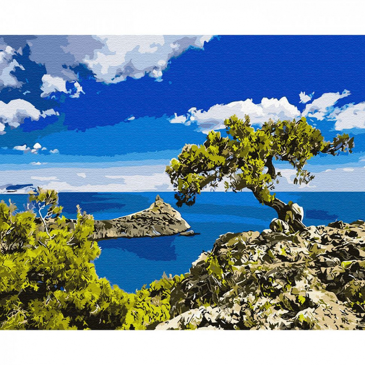 Картины по номерам на дереве Molly арт.KD0645 Голубая бухта (22 цвета) 40х50 см