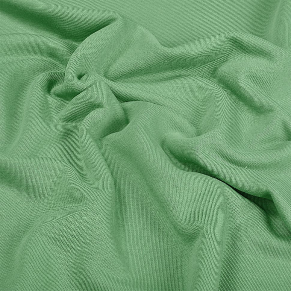 Ткань футер 3х нитка петля гл/крашеный диагональ 310г/м?  65%хб 35%пэ  шир.180см арт.УН-3106535-32 цв.снеж.мята рул. 35-60м (1кг-1,8м)